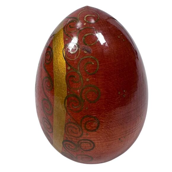 Vintage Wooden Russian Orthodox Egg with Child Religious Icon Hand Painted 3.5" - Picture 2 of 10